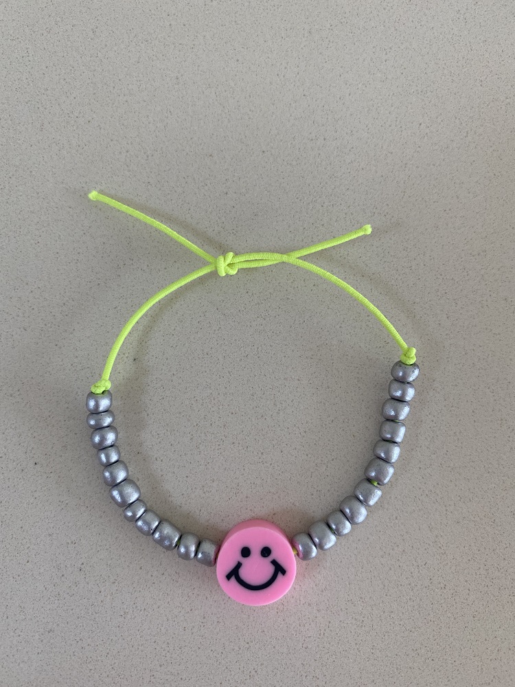 Armband Smiley pink silber
