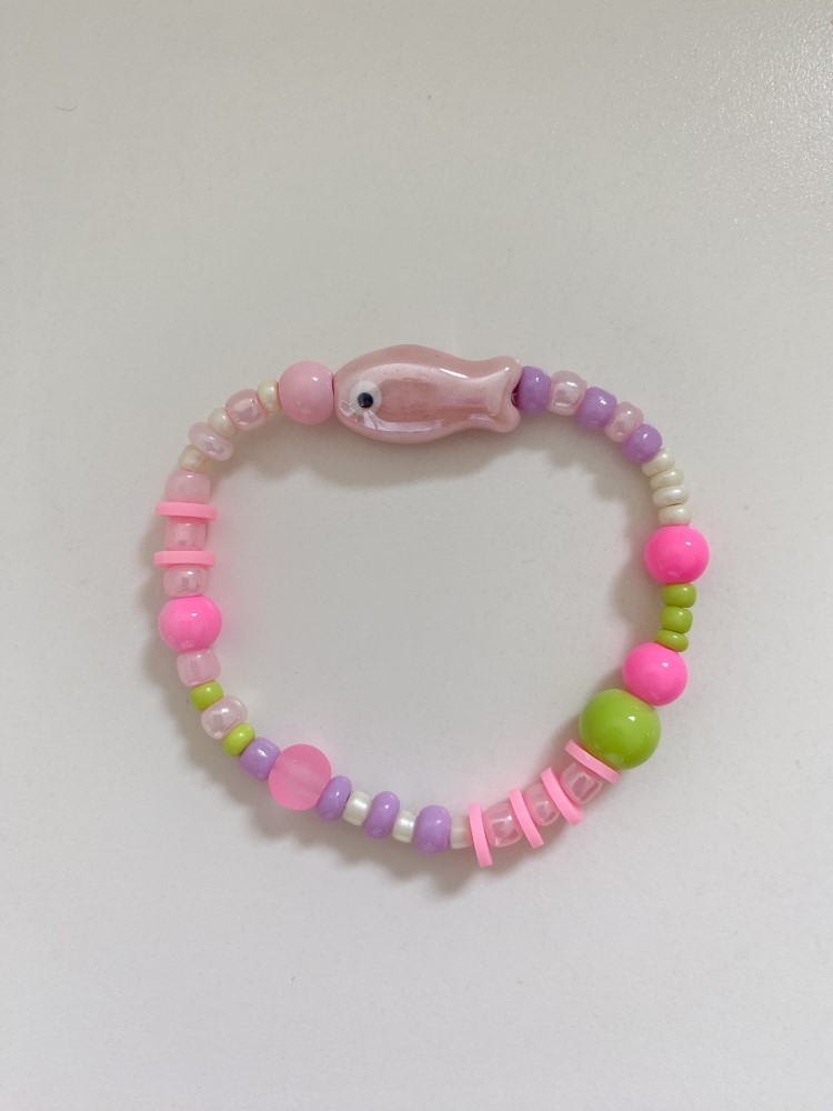 Armband mit Fisch rosa neon