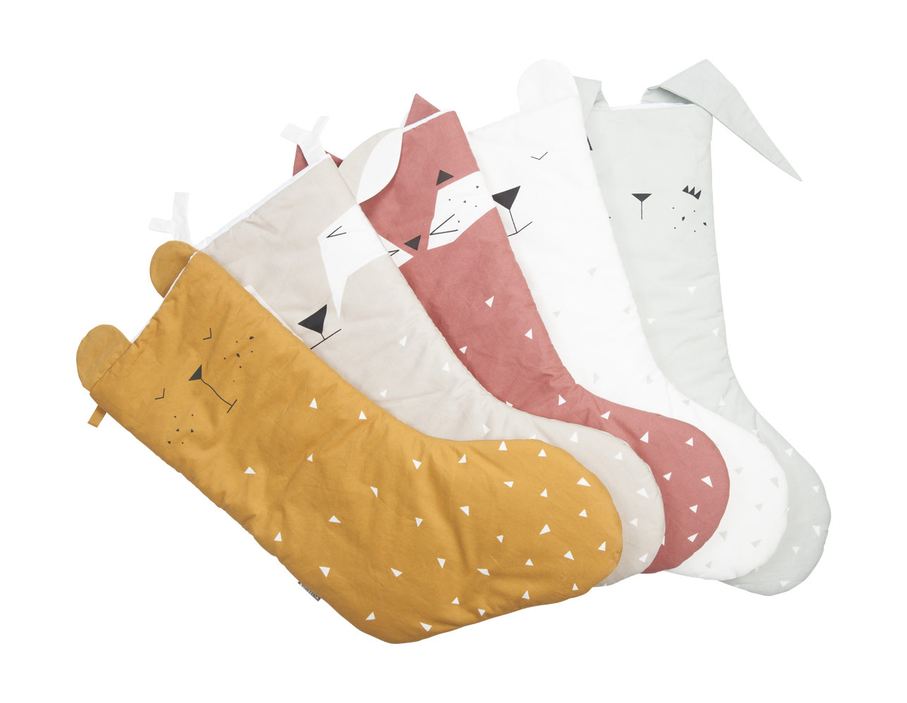 IMG_1338 Kinderschlafsäcke, Tiergesichter-Aufdruck, Farben: Gelb, Beige, Rosa, Weiß, Hellgrau, dreieckiges Muster, leicht wattiert, Öhrchen-Details, Reißverschluss an der Seite.