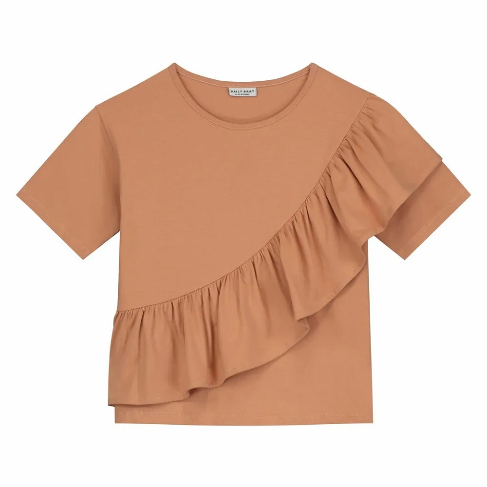 T-Shirt Frenchie ruffle pale stone