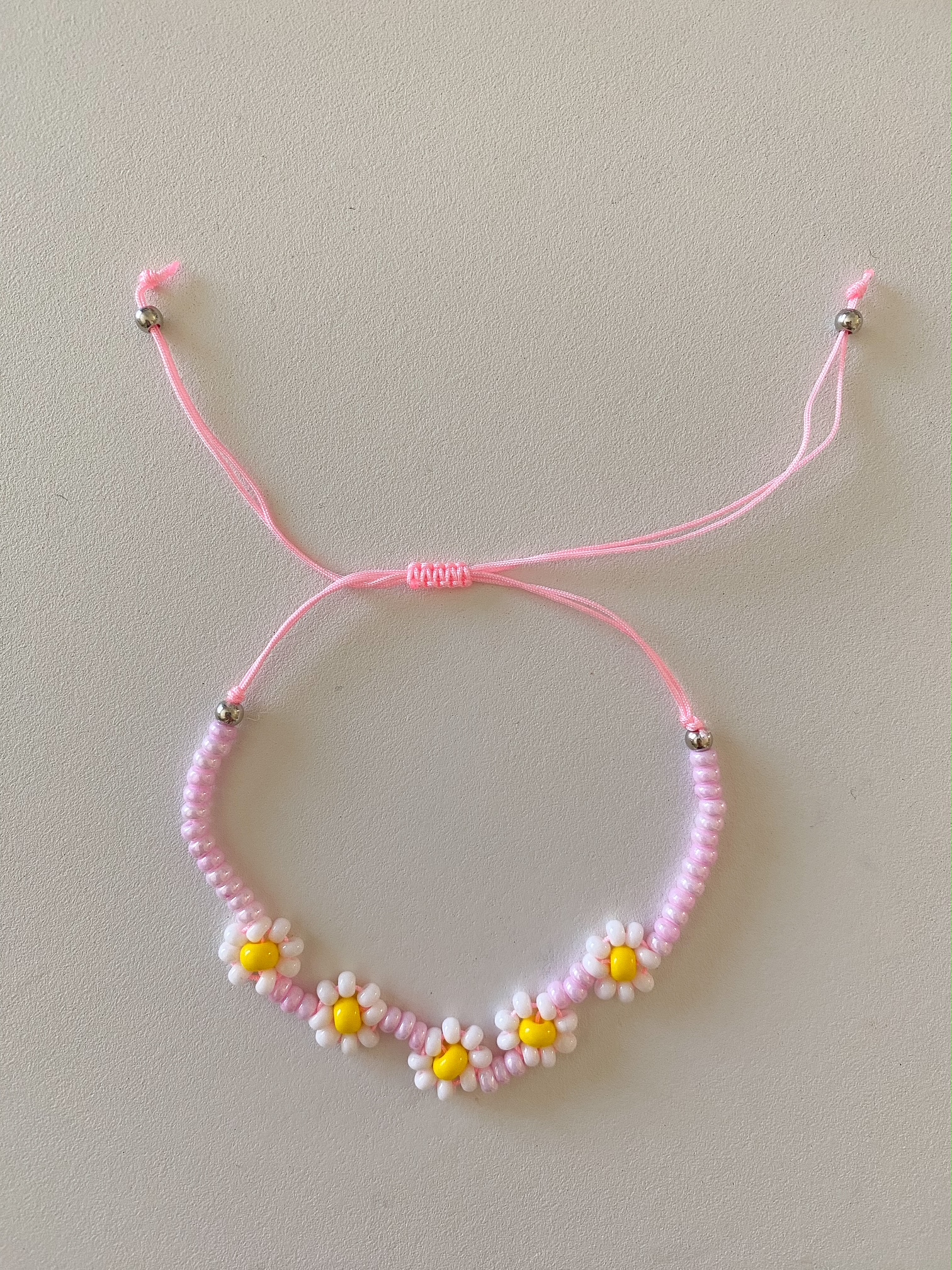 Blumen Perlenarmband rosa