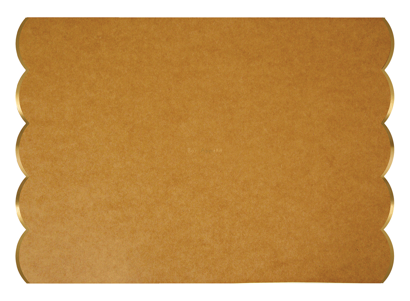 45-1712 Brotzeitbrett aus Holz, rechteckig, gewellte Kanten, naturbraun, Aufdruck "Bon Appétit" in der Mitte.