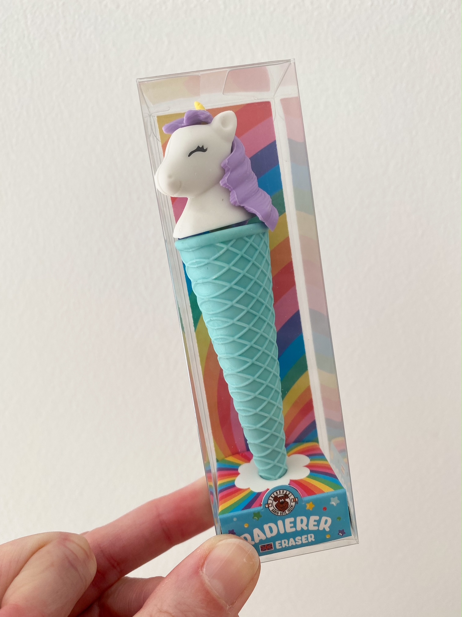 Einhorn Radierer in Waffel türkis