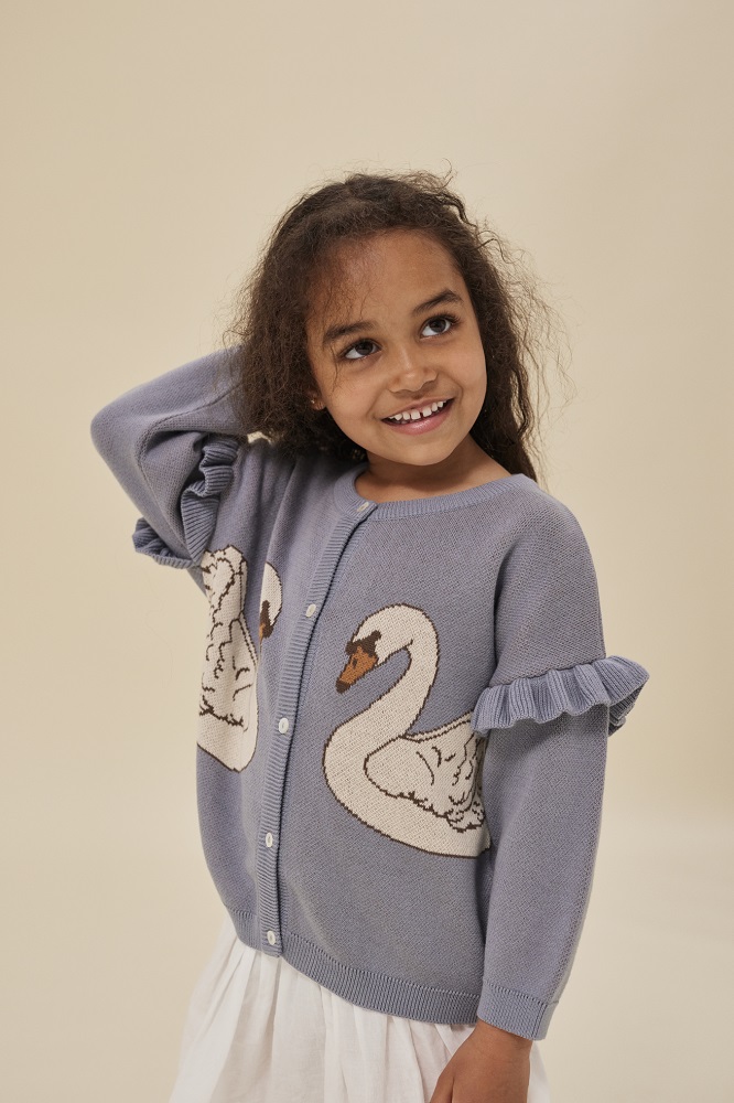 Cardigan mit Schwänen 4 Jahre 