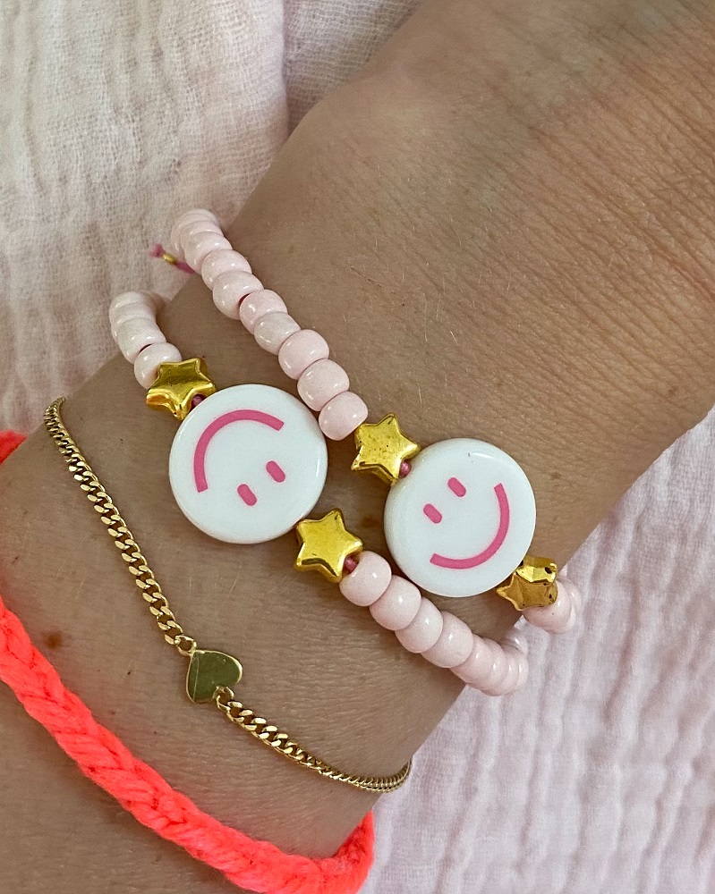 Armband Smiley rosa