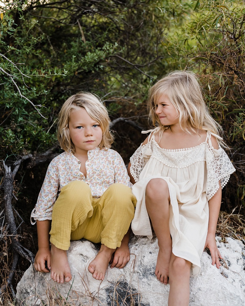 girls-dress-amara-cream-9 Es sind keine spezifischen Produkteigenschaften erkennbar. Die Beschreibung des Bildes mit Kindern bietet keine Informationen über ein Produkt.