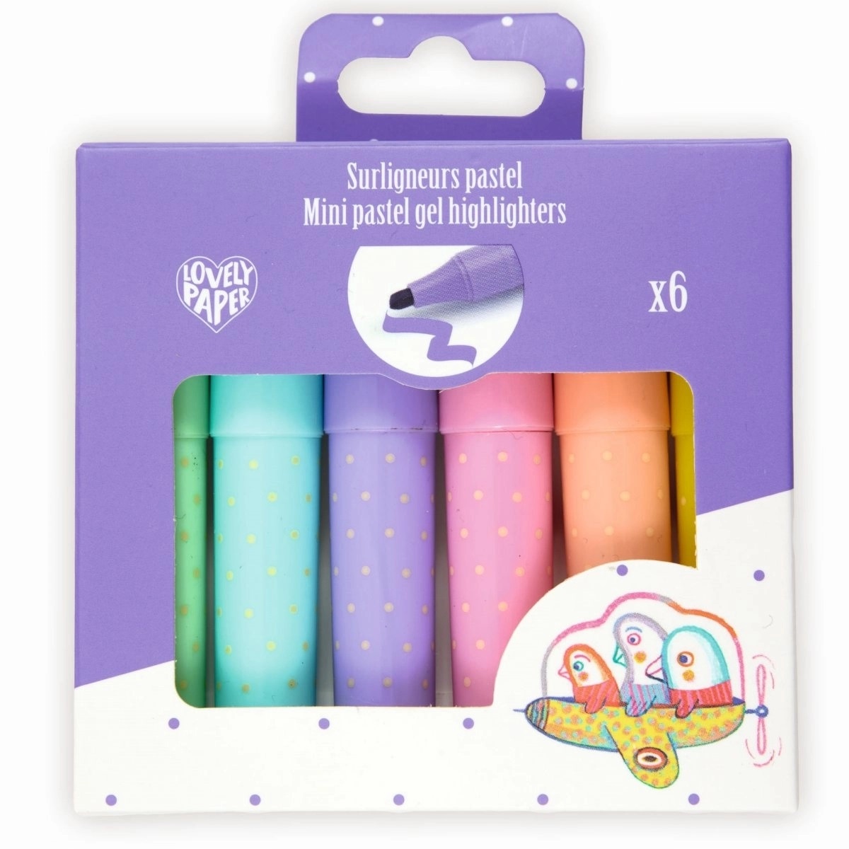 6 Mini Textmarker pastell