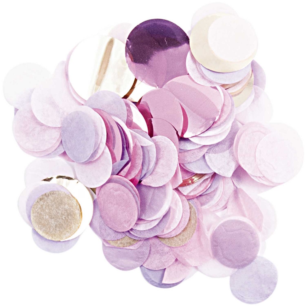 99001-63-88_1 Konfetti, rund, Papier, Farben: rosa, lila, gold, metallic, Pastelltöne.