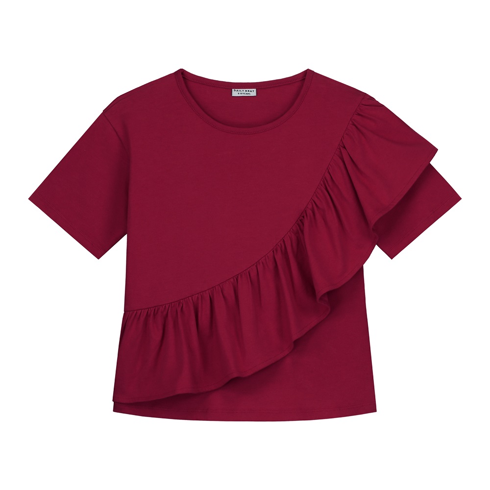 T-Shirt Frenchie ruffle persian red
