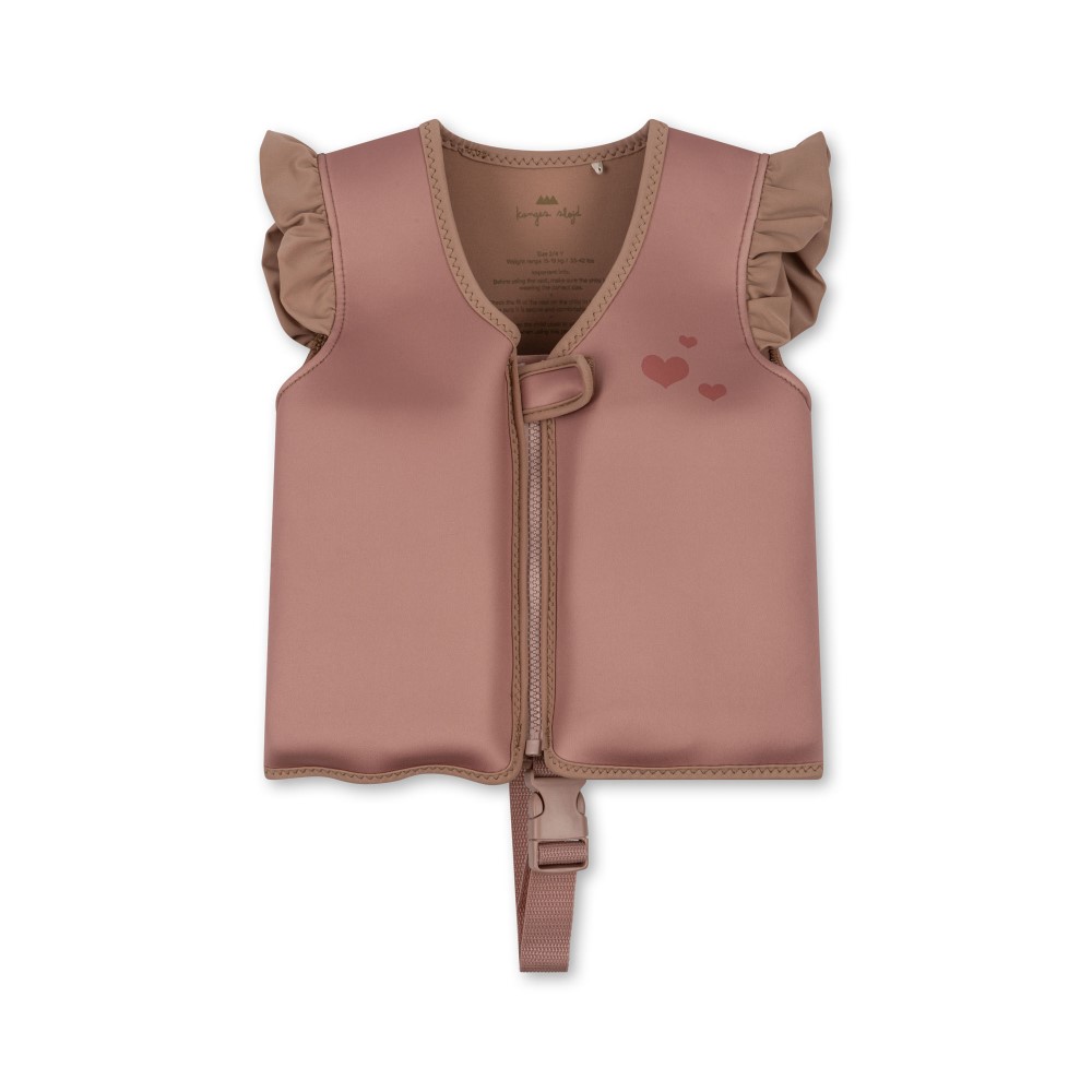 KS4445-NEOPRENE-FLOAT-VEST-FRILL-UNICORN-Extra-0 Kinder-Schwimmweste, rosa, Rüschen an den Schultern, Herz-Aufdruck, Frontreißverschluss mit Schnalle.