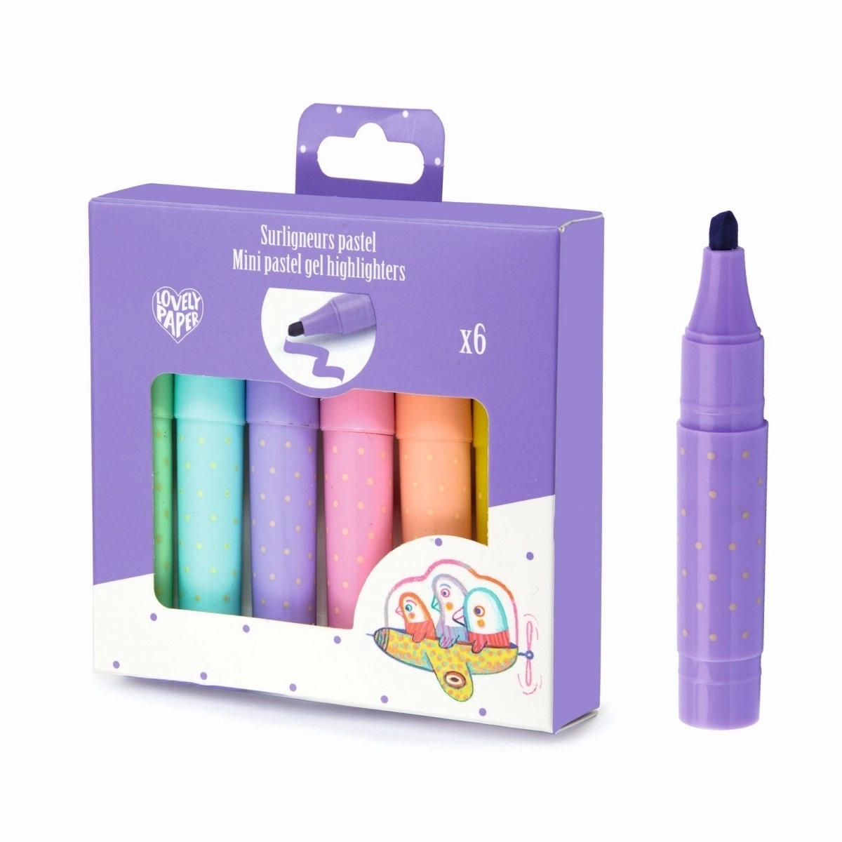 6 Mini Textmarker pastell