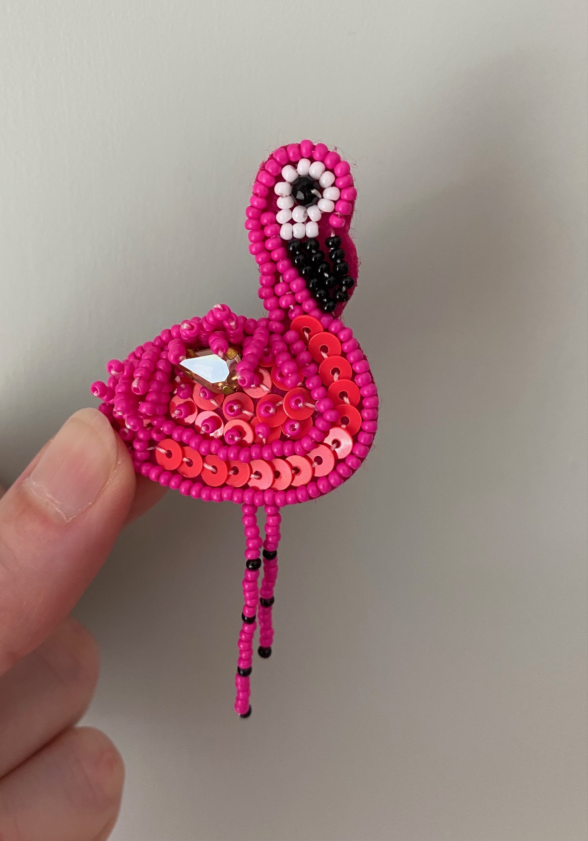 Anstecker aus Perlen Flamingo