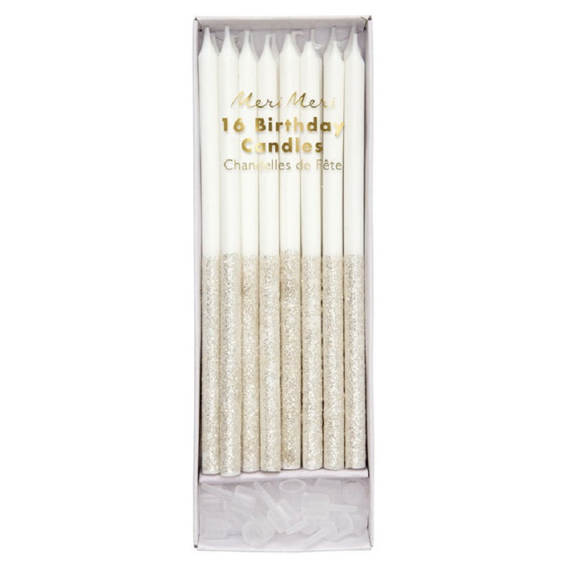 Partykerzen glitter silber