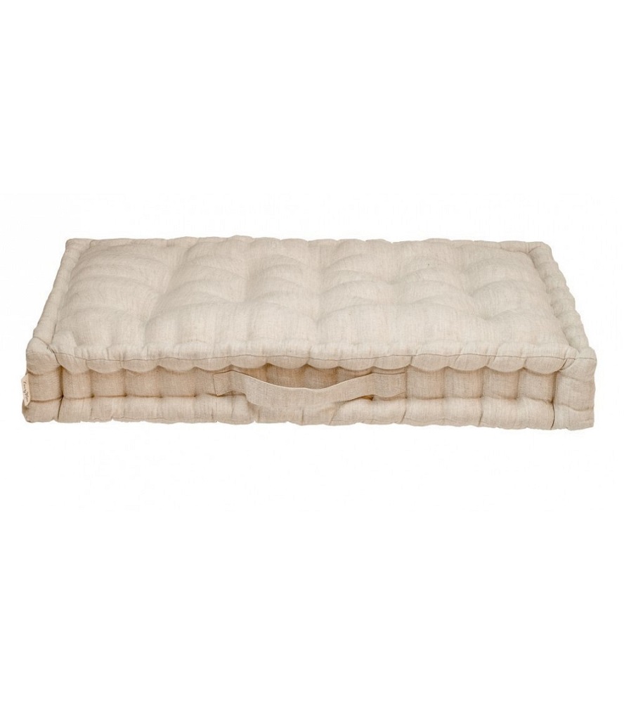 lniany-materac-pikowany-maly-naturalny-bez-60-x-90-cm Klappbare Matratze, beige, gesteppt, Tragegriff, rechteckig, dicke Polsterung.