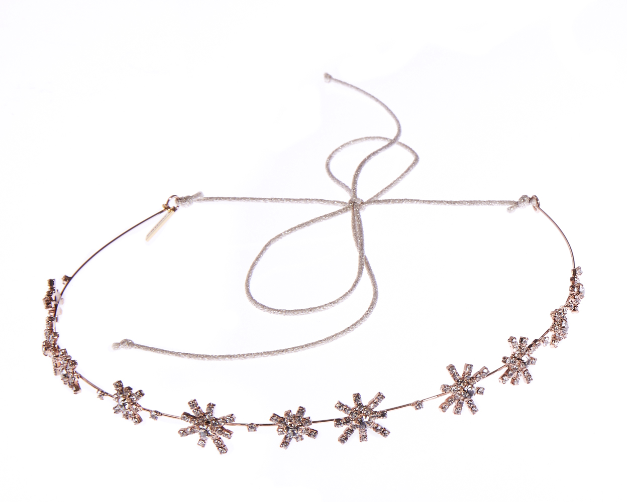 headbands_051 Goldfarbenes Haarband, schlichte Metallkordel, besetzt mit glitzernden Sternornamenten, verstellbare Größe.