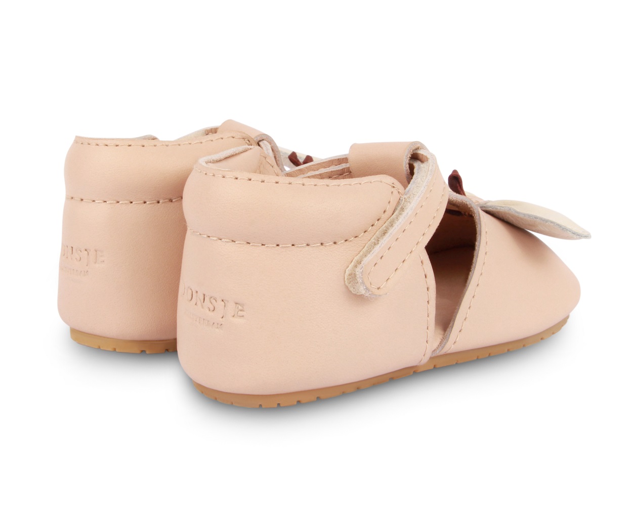 1012003_LE121_4 Babyschuhe, Leder, hellrosa, Klettverschluss, rutschfeste Sohle.