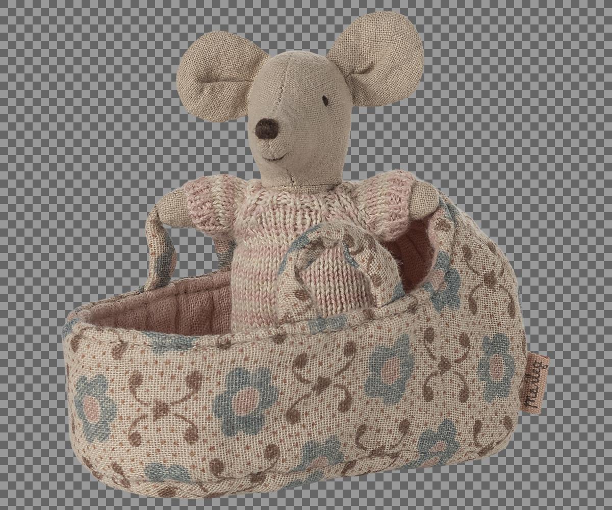 Babymaus in Tragetasche rose