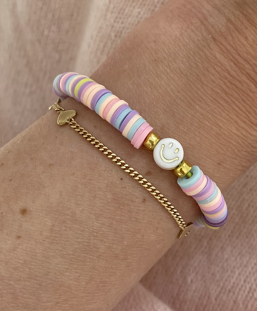 Armband Smiley pastell