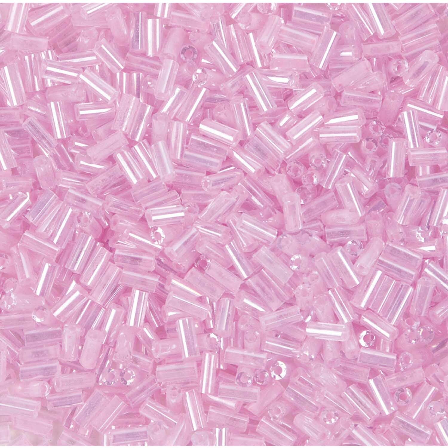Rocailles Stäbchen Perlen rosa transparent