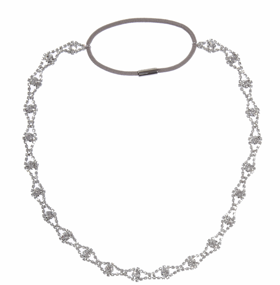 50AA12-10S_product_crystal_hi Kette, silber, filigranes Design, Kristall-Details, elastisches Band, Magnetverschluss.