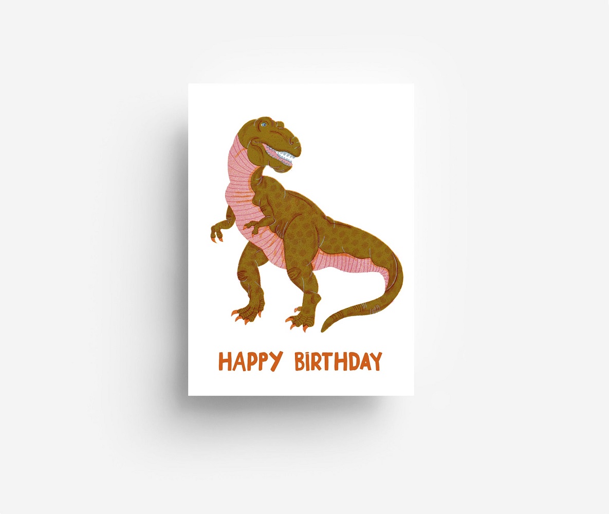 A6 Karte Happy Birthday Dino
