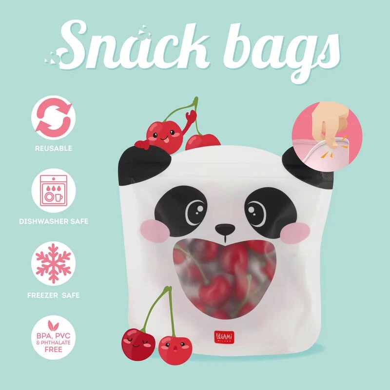 3-er Set Lebensmittelbeutel Snack Bags Panda