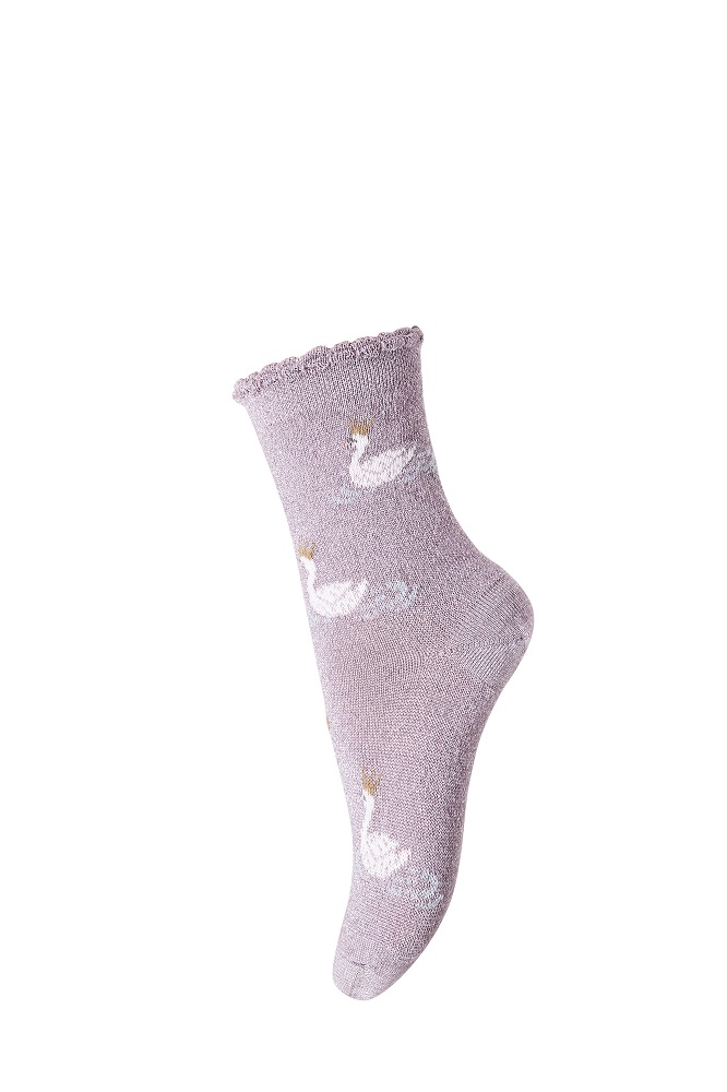 79059_4219 Rosa Socke, Schwanenmotiv, Rüschenrand.