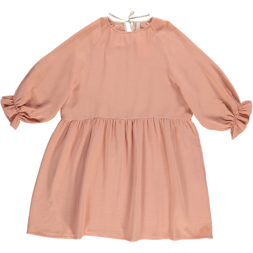 230308-180657_1000x1000j Baumwollkleid, rosa, oversized, Dreiviertel-Ärmel mit Raffung, Rundhalsausschnitt, Rückenbindung.