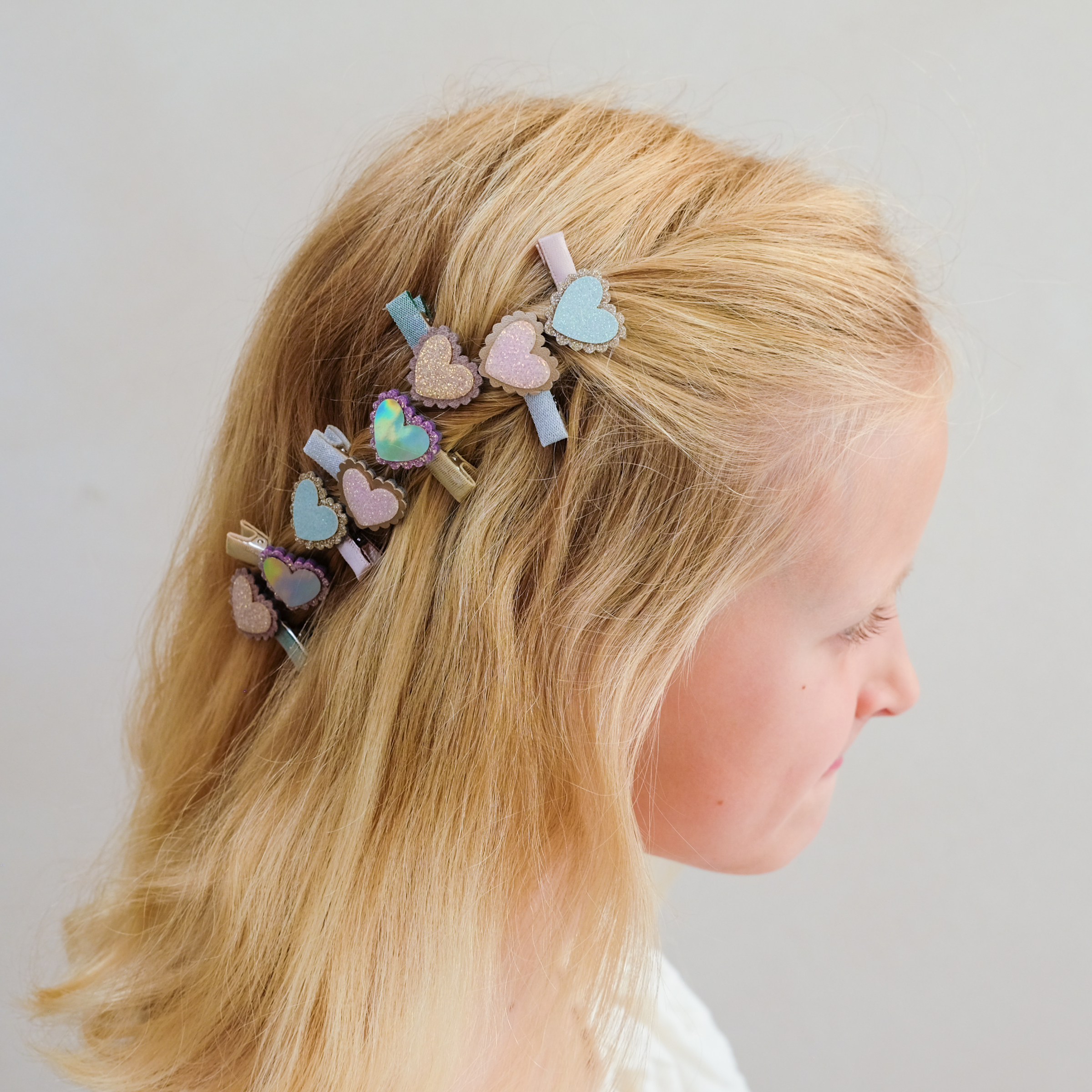Mini Haarspangen Herz mit Muschelrand