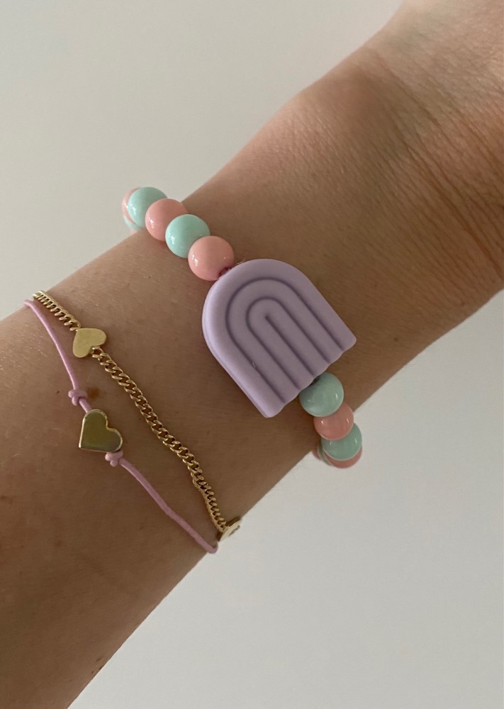 Armband mit Herz Regenbogen flieder